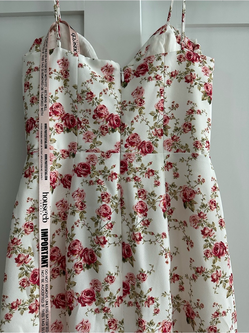 House of CB White Floral Midi Dress with Pink Roses - Picture 8 of 11